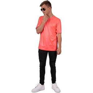 PartyXplosion - Jaren 80 & 90 Kostuum - Gordon Disco Shirt Neon Pink Man - Roze - Extra Small - Carnavalskleding - Verkleedkleding