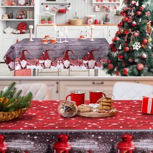 Set van 2 kersttafelkleden, rechthoekig, groot, kersttafelkleed, rood, tafelkleed voor eettafel 180 x 150 cm (71x59in), wasbaar en waterafstotend tafelkleed om af te vegen