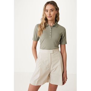 Fitted Short Sleeve Polo Dames - Olive Green - Maat M