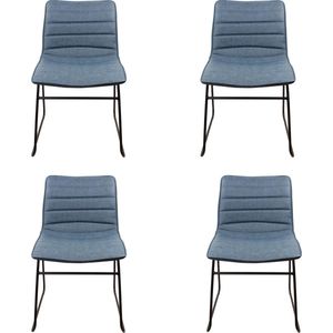 DS4U® san sebastian stoel - eetkamerstoel - industriele eetstoel - vintage eetkamerstoel - blauw - set van 4