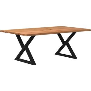vidaXL - Eettafel - met - natuurlijke - rand - massief - eikenhout