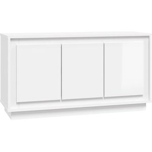 vidaXL - Dressoir - 102x35x55 - cm - bewerkt - hout - hoogglans - wit