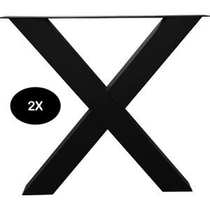Colenis® - X Tafelpoot - 2 st. Stalen X Tafelpoten Zwart Koker (10x10cm) X - Metalen Tafel Onderstel X