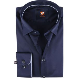 Suitable - Twill Overhemd Donkerblauw - Heren - Maat 39 - Slim-fit