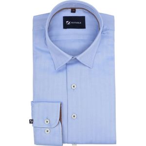 Suitable - Overhemd Herringbone Lichtblauw - Heren - Maat 41 - Slim-fit