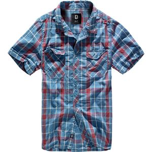 Heren - Mannen - Goede Kwaliteit - Modern - Road - Star - Classic - Casual - Urban - Shirt - Summer - Overhemd - Chartz rood/blauw