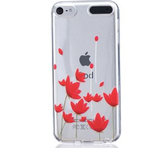 Peachy Rode bloemen hoesje TPU doorzichtig cover iPod Touch 5 6 7