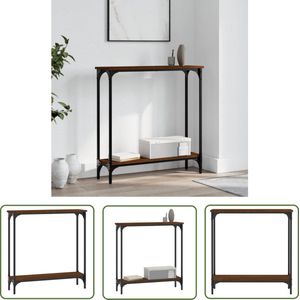 The Living Store Wandtafel 75x22,5x75 cm bewerkt hout bruin eikenkleur - Wandtafel - Industrieel - Houten Tafel - Bruine Eiken - Entreetafel