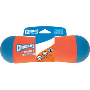 Chuckit! Tumble Bumper - Hondenspeelgoed - Apporteer speelgoed - Hondenspeeltje - Oranje/Blauw - ø 8 x 25 cm - L