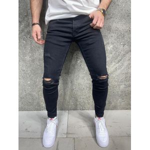 Mannen Stretchy Ripped Skinny Jeans Vernietigd Hole Slim Fit Denim Hoge Kwaliteit Jeans- W33