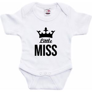 Little miss tekst baby rompertje wit meisjes - Kraamcadeau - Babykleding 68