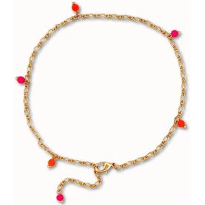 ByNouck Jewelry - Enkelbandje Roze en Oranje Kralen - Sieraden - Goudkleurig - Vrouwen Enkelsieraad