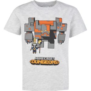 Minecraft t-shirt korte mouw - lichtgrijs - Maat 128 / 8 jaar