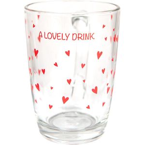 Clayre & Eef Theeglas 300 ml Glas Harten A lovely drink Theemok