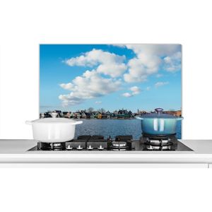 Spatscherm keuken 90x60 cm - Kookplaat achterwand Skyline van Zaandam - Muurbeschermer - Spatwand fornuis - Hoogwaardig aluminium