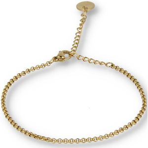 My Bendel - Gouden ronde schakelarmband - Fijne ronde gouden schakelarmband 2mm - Met luxe cadeauverpakking