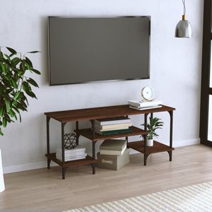 The Living Store TV-meubel - Bruineiken - 102 x 35 x 45.5 cm - Trendy ontwerp - duurzaam materiaal - voldoende opbergruimte - stevig blad - metalen voeten