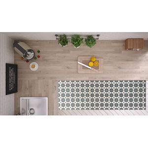 JYG Vloerkleed TEMSE- Keukenloper - Keukenmat - Vinyl - Vintage - 60x80cm - Groen - Beige