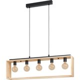 EGLO Famborough - Hanglamp - E27 - 100 cm - Zwart/Hout