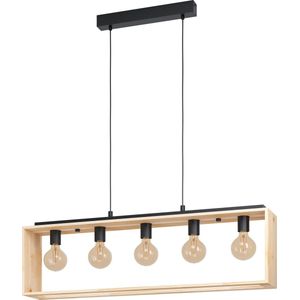 EGLO Famborough - Hanglamp - E27 - 100 cm - Zwart/Hout