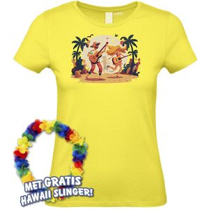 Dames t-shirt Hippies Tropical | Toppers in Concert 2024 | Club Tropicana | Hawaii Shirt | Ibiza Kleding | Lichtgeel Dames | maat L