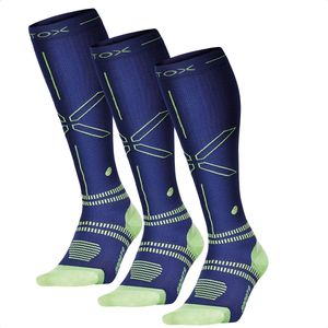STOX Energy Socks - 3 Pack Sportsokken voor Mannen - Premium Compressiesokken - Kleur: Donkerblauw/Geel - Maat: Medium - 3 Paar - Voordeel - Mt 40-44