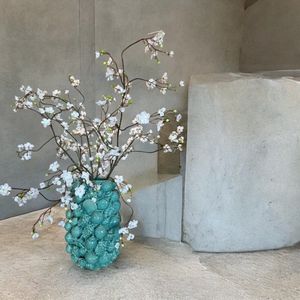 Seta Fiori - Keramiek Vaas - Zeedecor incl. Witte Kunst bloesemtakken