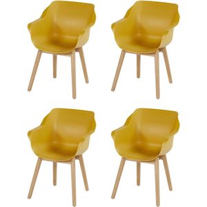 Set van 4 - Hartman Sophie Studio dining armstoel - Curry Yellow - Teak poot