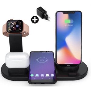 J.A.G. Chargers® 4-in-1 Draadloze oplader Iphone – Inclusief snellader- Wireless charger for iPhone, iWatch en AirpodsPro - ALLEEN NOG IN WIT VERKRIJGBAAR - Oplaadstation Apple - Snellader iphone - Docking station