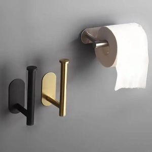 Vostara - Toiletrol Houder - Reserverolhouder Hangend - Toiletpapierhouder - Toiletrolhouder - Wc Rol houder - Toiletpapier Houder Vrijstaand - Toilet Papier Houder - Toilet Papier Houder Goud - Plakstrip - Toiletrolhouder zonder boren