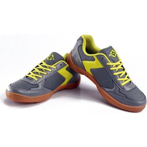 Nivia Badminton Flash Shoes for Men ( Dark Grey/Yellow, Size-EURO- 42 ) Material-Rubber Sole with PVC Synthetic Leather | Badminton | Volleyball | Squash | Table Tennis | more Comfortable Shoes | Lightweight | Superior Stability