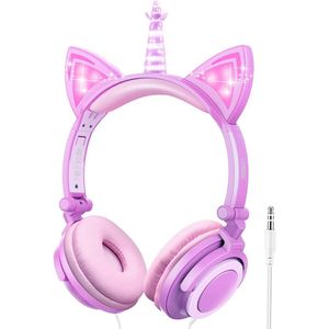 Intelectro Eenhoorn Headset voor Kinderen - De Magische Eenhoornkoptelefoon voor Kids - Brede Compatibiliteit - Veilige Audio voor Kinderen - Hoogwaardige Kwaliteit - Opvouwbaar en Draagbaar Design - Paars - Levering Sneller dan Aangegeven!