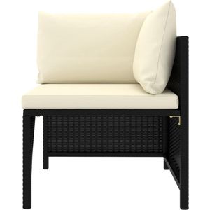 vidaXL Hoekbank poly rattan zwart met kussens Hoekbank - Lounge Set - Buitendrank - Tuinbank - Ratan Bank