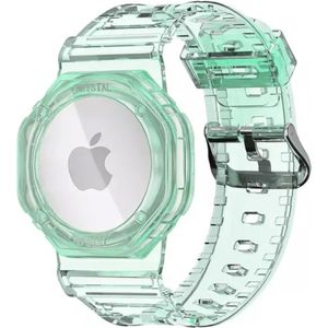 Armband geschikt voor Apple Airtag transparant groen met gespsluiting