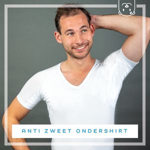 Anti zweet shirt - Wit - V-hals - van zijdezacht Modal en stretch - met ingenaaide okselpads - Ondershirt - tegen Zweetvlekken - heren XL