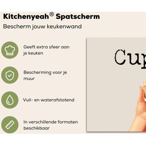 Spatscherm keuken 70x50 cm - Kookplaat achterwand Cupcake - Zoet - Kers - Muurbeschermer - Spatwand fornuis - Hoogwaardig aluminium