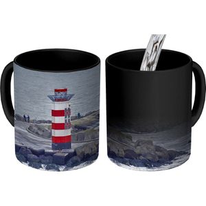 Magische Mok - Foto op Warmte Mokken - Koffiemok - Vuurtoren bij het Noordzeekanaal - Magic Mok - Beker - 350 ML - Theemok