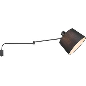 LED Wandlamp - Wandverlichting - Torna Badi - E27 Fitting - Rond - Mat Zwart - Aluminium