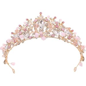 Roze Strass Kroon Hoofdband voor Meisjes - Ideaal voor Bruiloften, Feesten en Evenementen