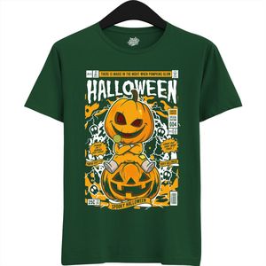 Pumpkin Magazine - Halloween Spook Dames / Heren Unisex Shirt - Grappig Kostuum Shirt Idee Voor Volwassenen - T-Shirt - Unisex - Bottle Groen - Maat L