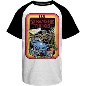 Stranger Things Raglan Tshirt -S- Retro Poster Wit/Zwart