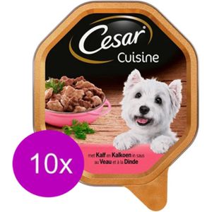 10x Cesar Cuisine Kuipje in Saus Kalf & Kalkoen - Hondenvoeding - 150g