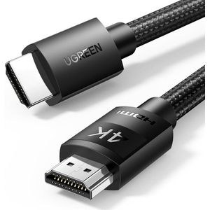 HDMI 2.0 4K robuuste gevlochten videokabel 1m zwart