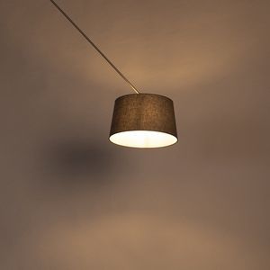 QAZQA blitz - Moderne Hanglamp met kap - 1 lichts - L 380 mm - Grijs - Woonkamer | Slaapkamer | Keuken