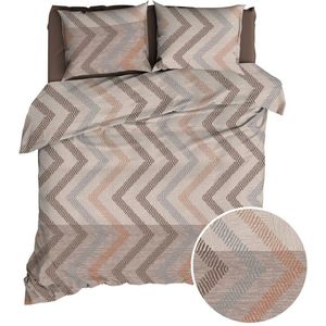 Satin d'Or Ziggo Dekbedovertrek - Lits-jumeaux - 240x200/220 cm - Taupe/Beige