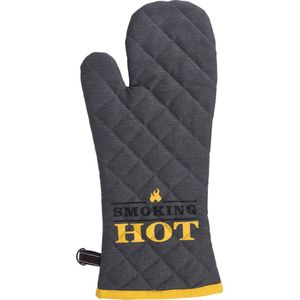 BBQ handschoenen - hittebestendig tot 250 graden - donker grijs/geel - katoen - ovenwanten