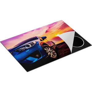 Chefcare Inductie Beschermer Blauwe Sportwagen Auto bij Zonsondergang - 75x50 cm - Afdekplaat Inductie - Kookplaat Beschermer - Inductie Mat