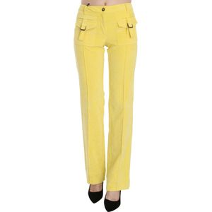 Gele corduroy rechte broek met halfhoge taille
