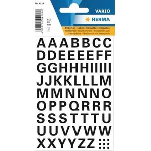 5x velletjes letters stickers zwart 10mm 65x stuks per vel - A t/m Z stickervellen - Hobby kantoor artikelen