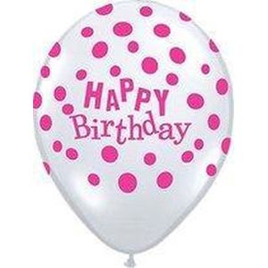 Qualatex - Ballonnen 40 cm Happy Birthday DC opdruk roze (5st)